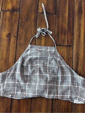 American Eagle Halter Crop Top in Brown & Cream